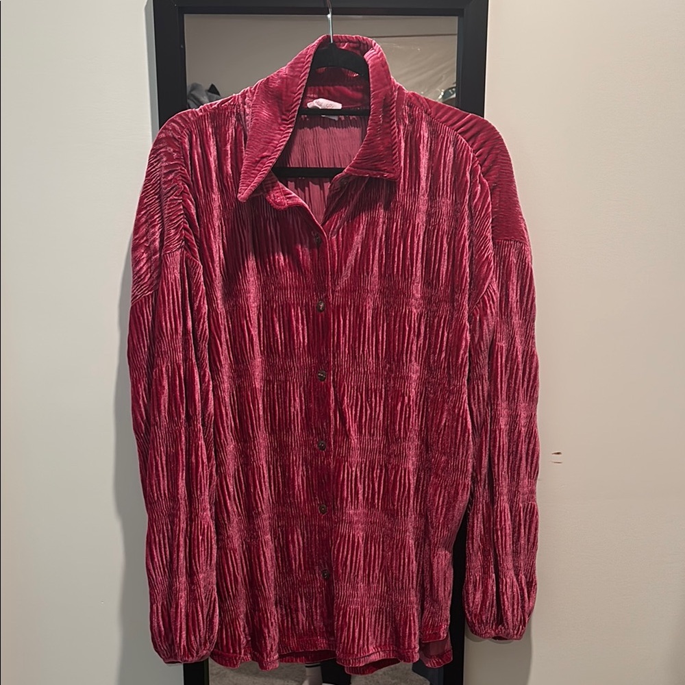 Pink Lily Velvet Blouse